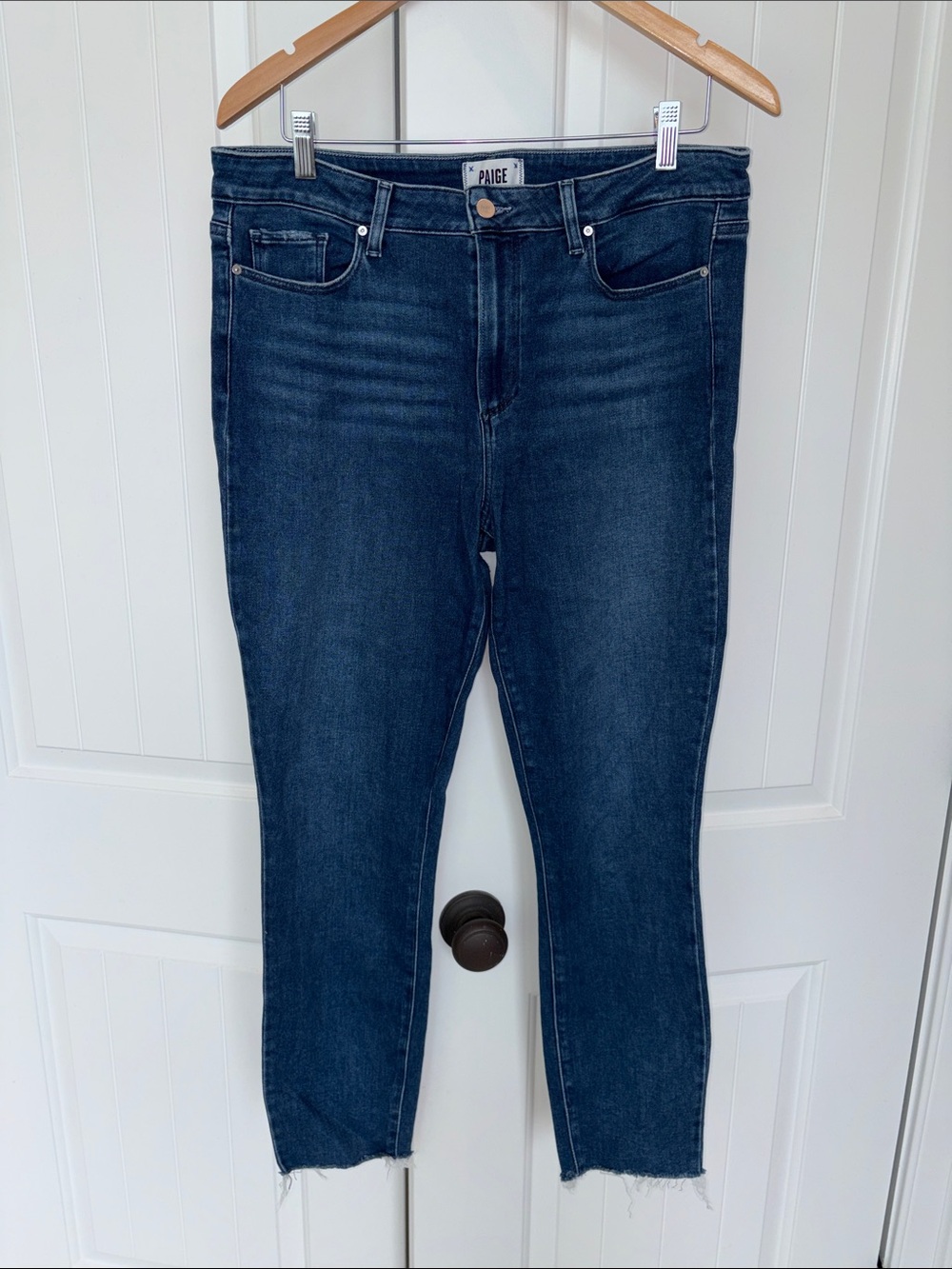 PAIGE Dark Indigo High-Rise Ankle Skinny Jeans